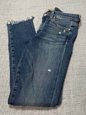 Joes Skinny Ankle Distressed Raw Hem Jeans Size 27 in Medium Wash Melrose